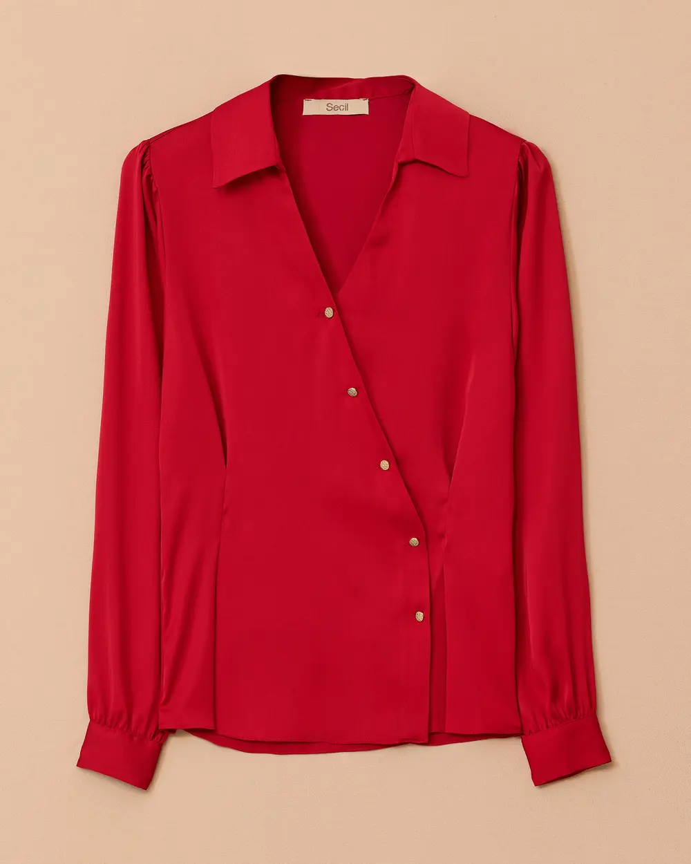 V Yaka Pile Detaylı Saten Bluz