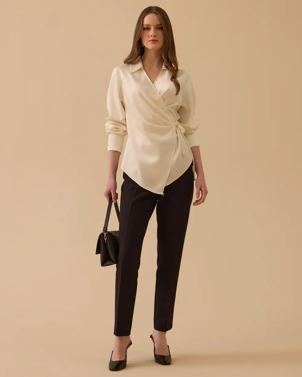 Bağlama Detaylı Kruvaze Bluz
