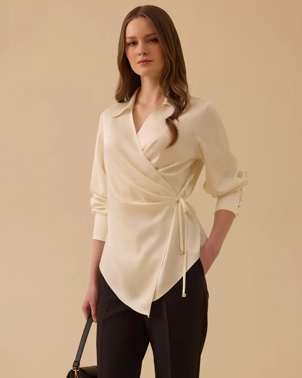 Bağlama Detaylı Kruvaze Bluz