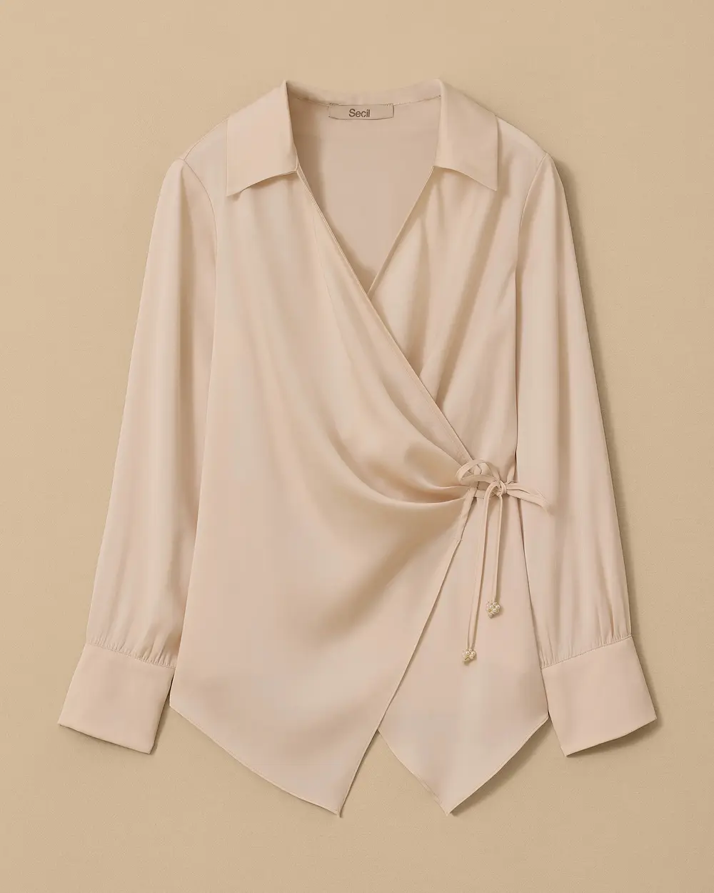 Double-breasted Blouse with Tie Detail