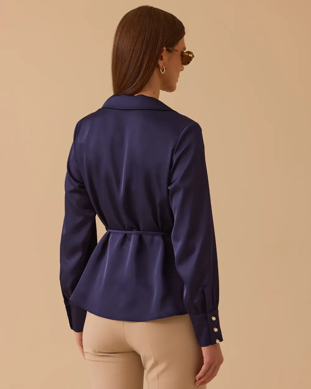 Double-breasted Blouse with Tie Detail