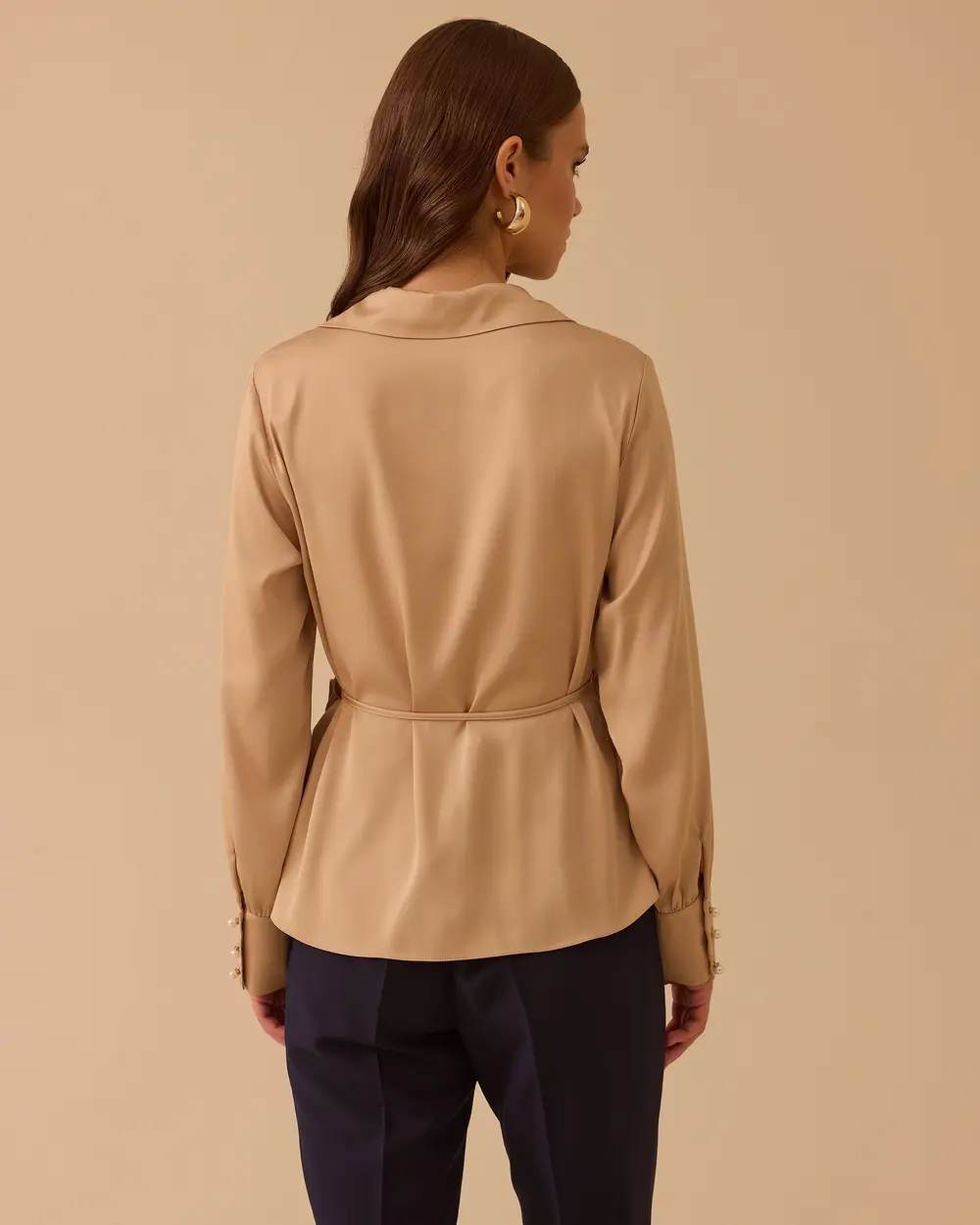 Double-breasted Blouse with Tie Detail