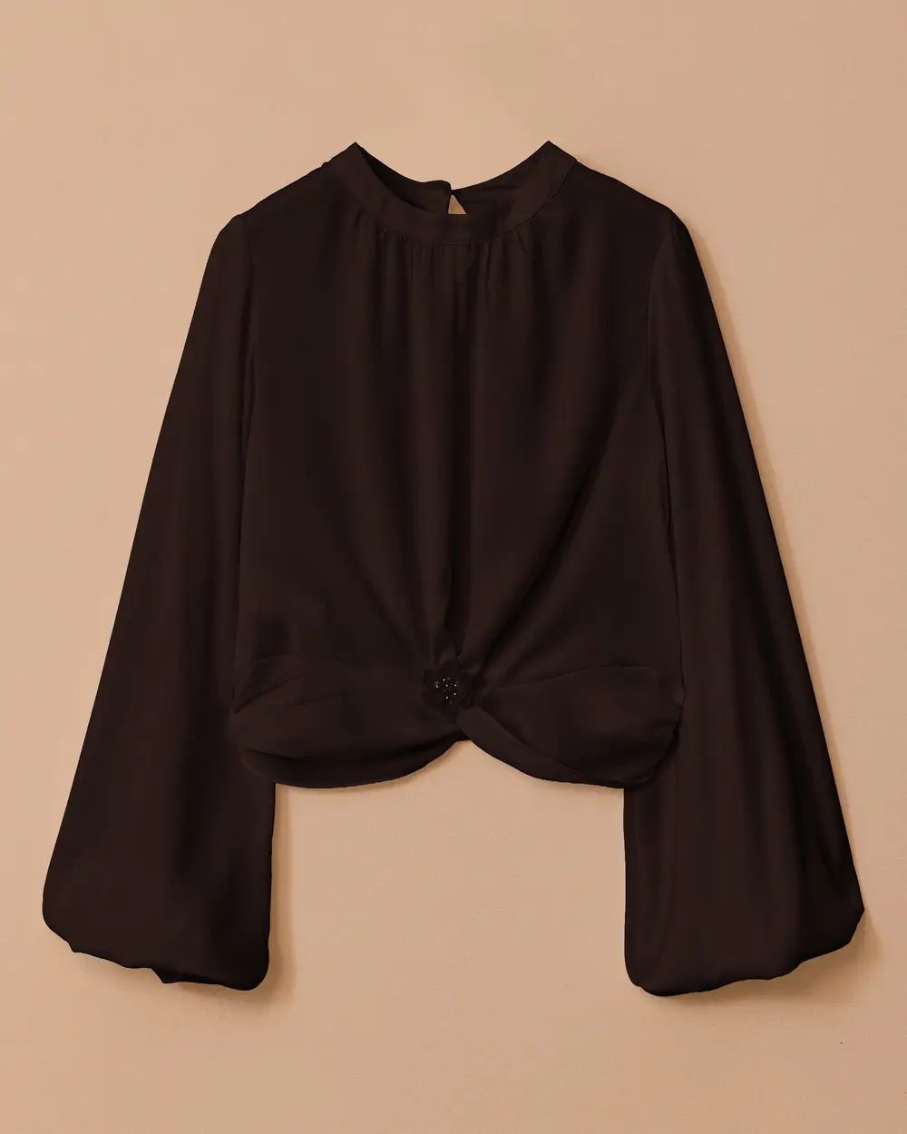 Bel Büzgülü Balon Kol Bluz
