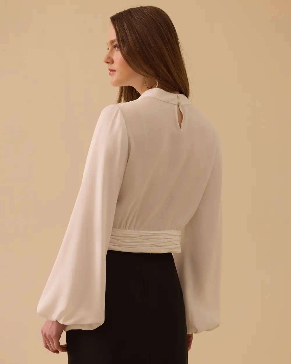 Bel Büzgülü Balon Kol Bluz