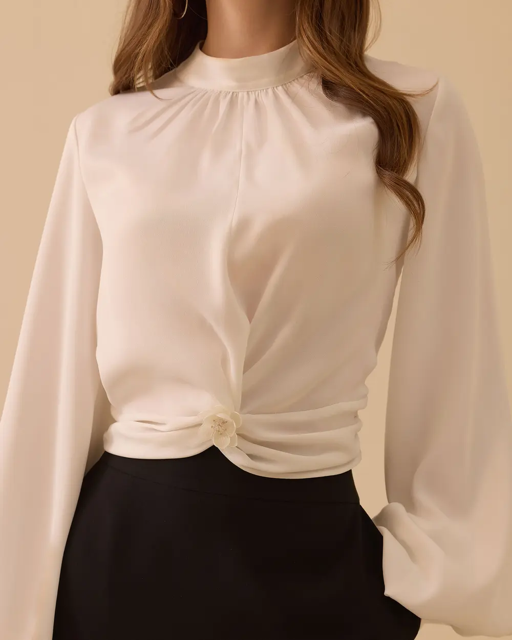 Bel Büzgülü Balon Kol Bluz