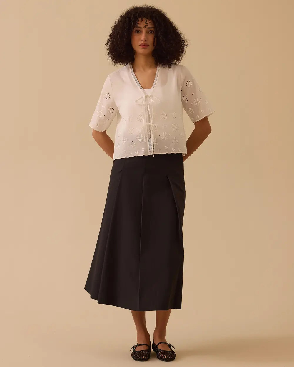 Patterned Blouse with Tie Detail