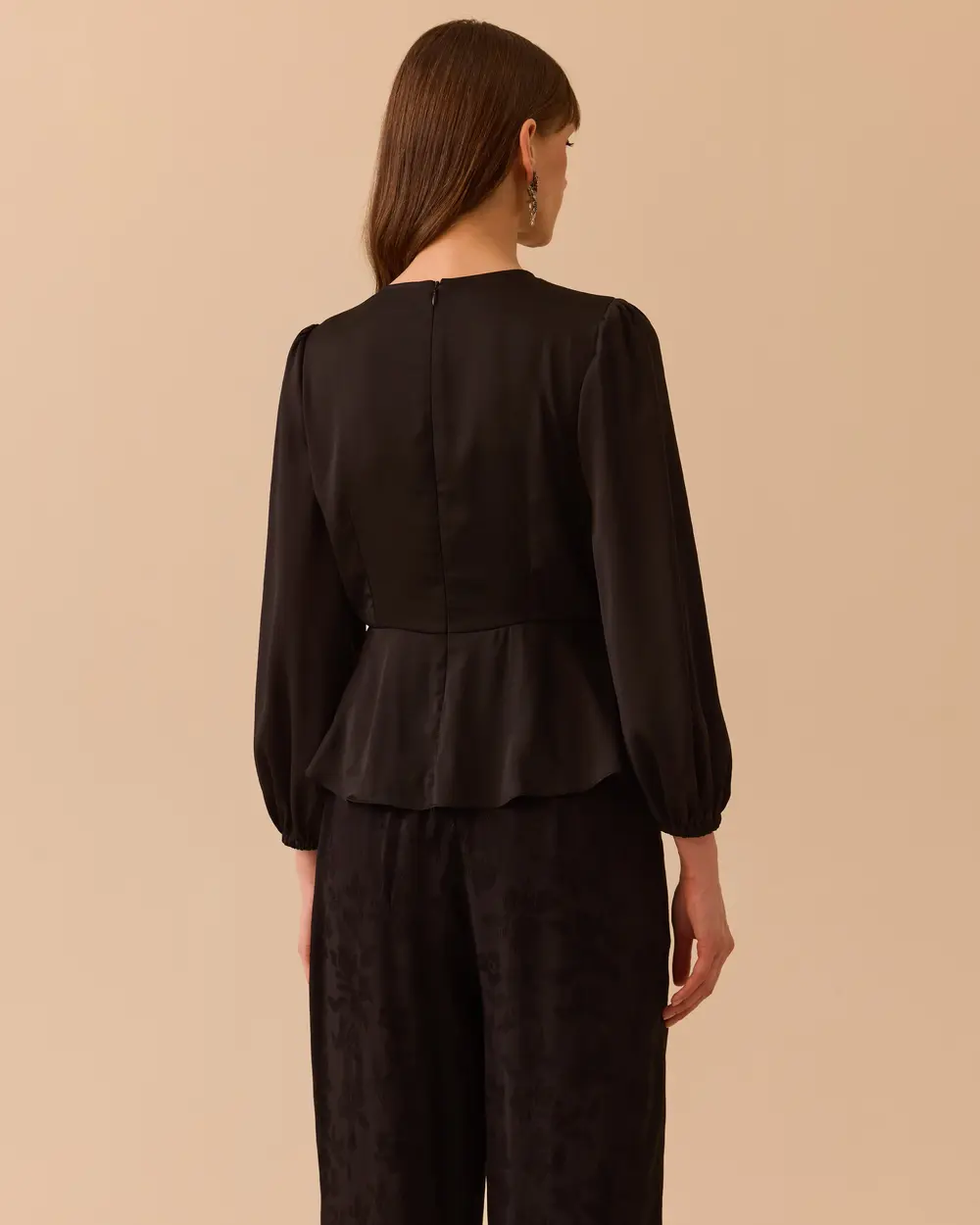 Long Sleeve Blouse with Tie Detail