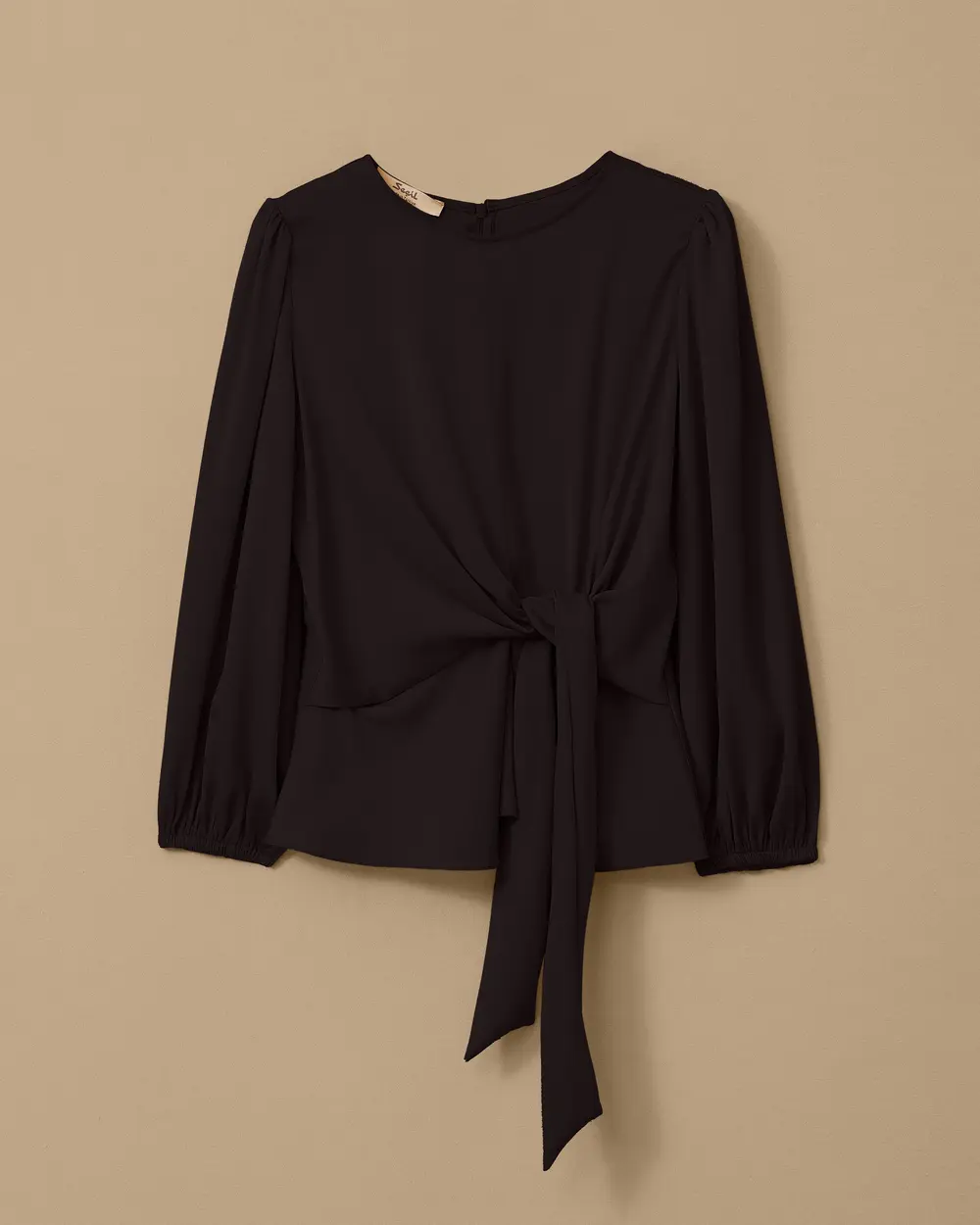 Long Sleeve Blouse with Tie Detail