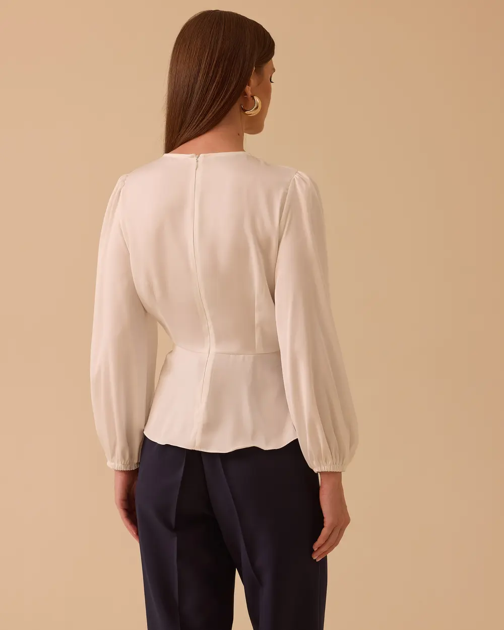 Long Sleeve Blouse with Tie Detail
