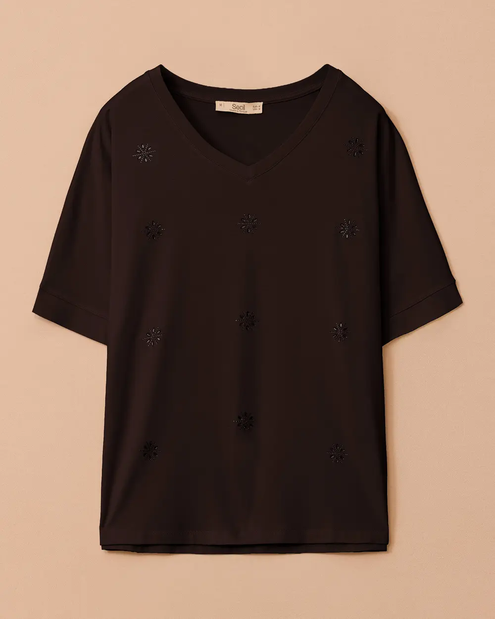 V Neck Stone Detailed Blouse