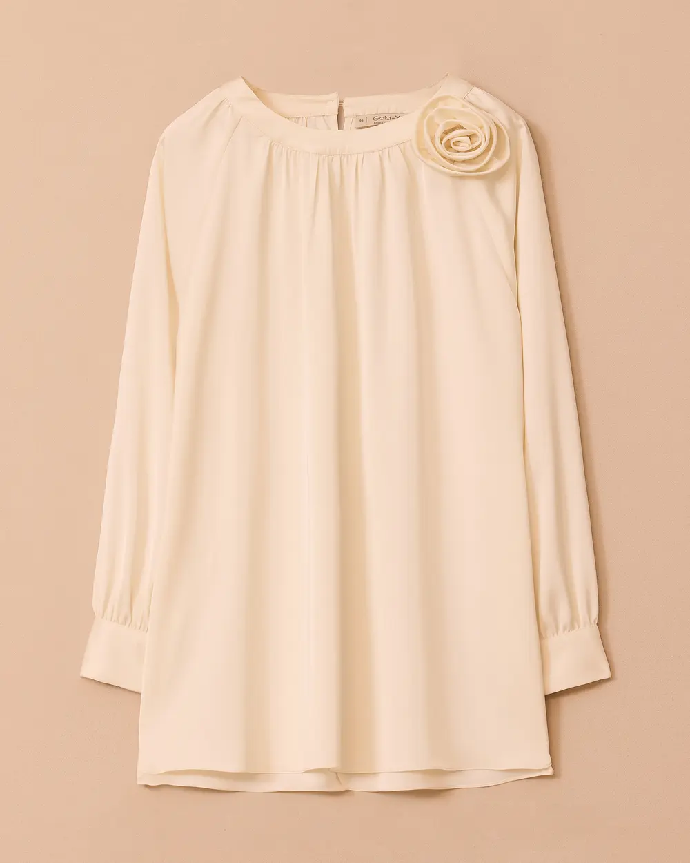 Plus Size Satin Blouse with Flower Applique