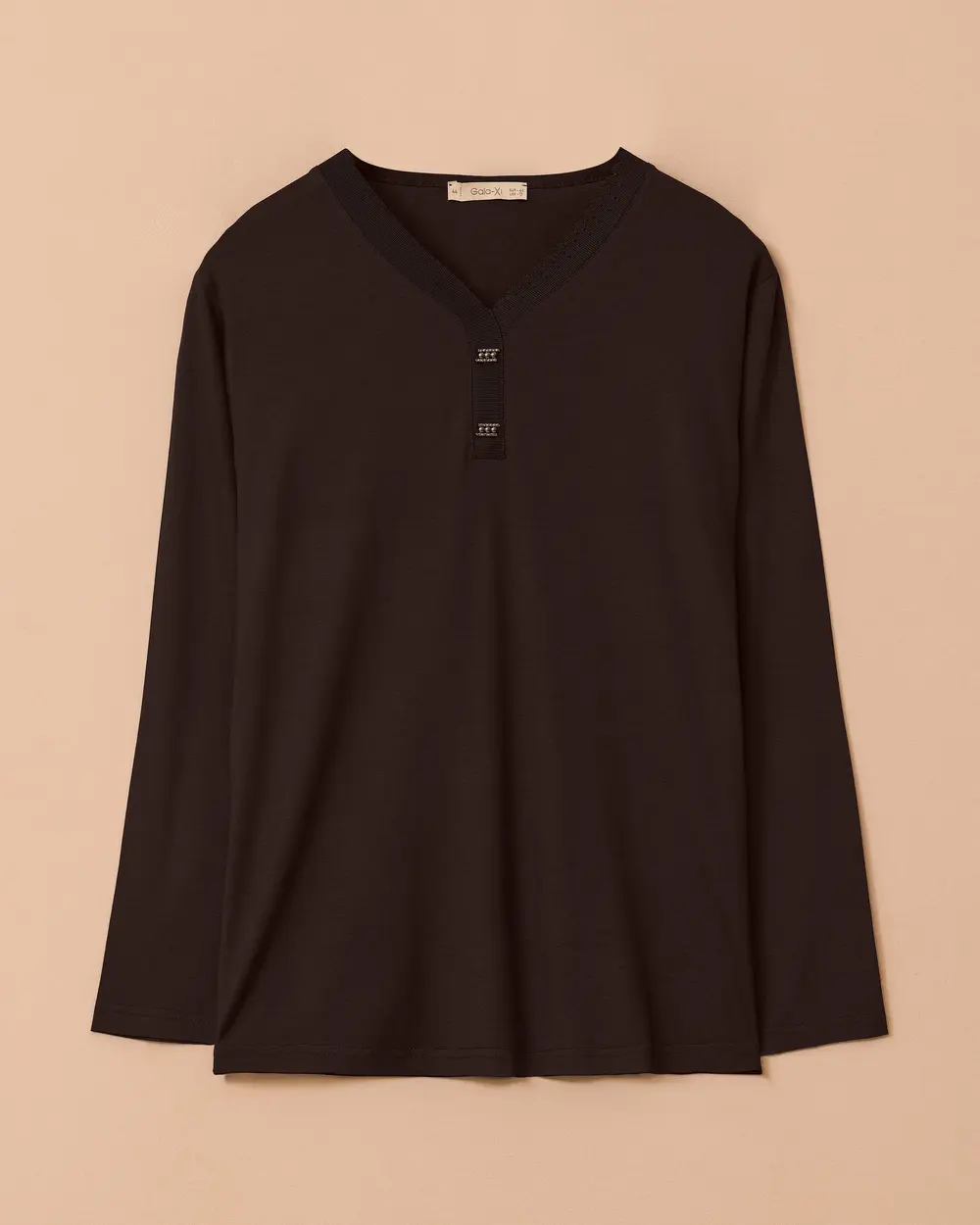 Büyük Beden V Yakalı Boncuk Detaylı Bluz