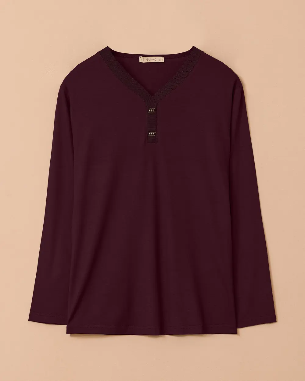 Büyük Beden V Yakalı Boncuk Detaylı Bluz