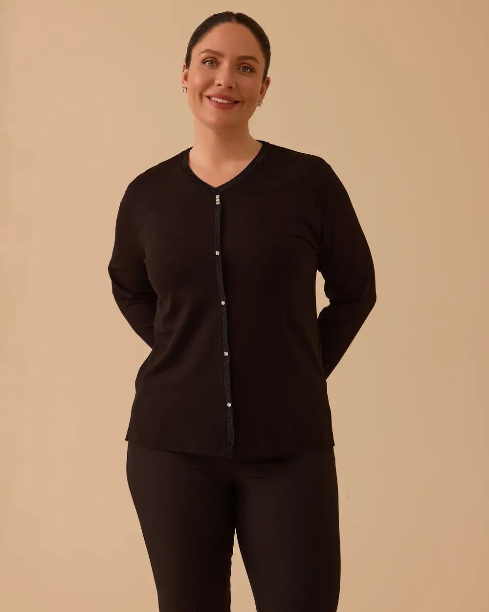 Plus Size Stone V-Neck Blouse
