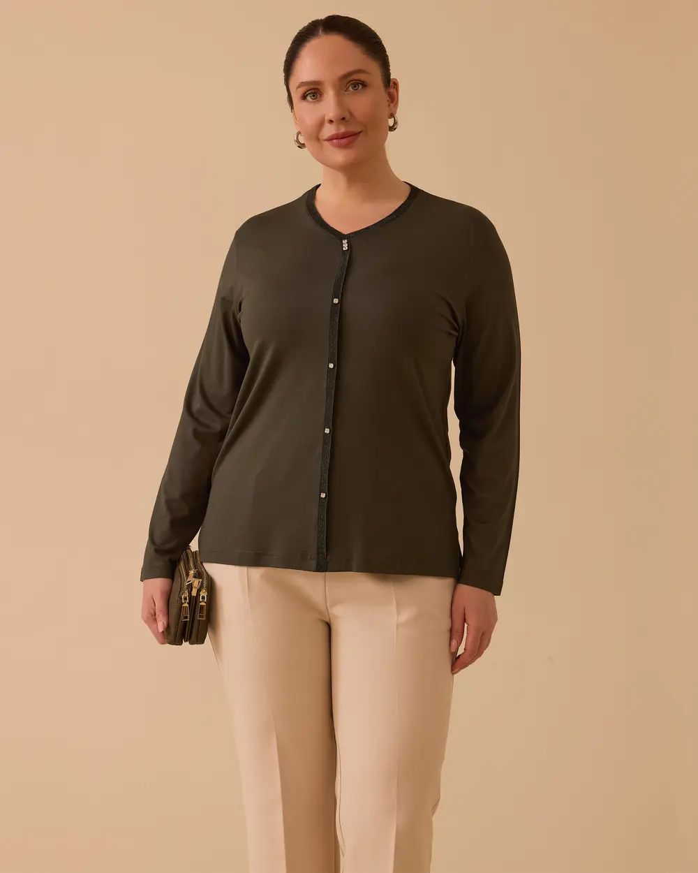 Plus Size Stone V-Neck Blouse