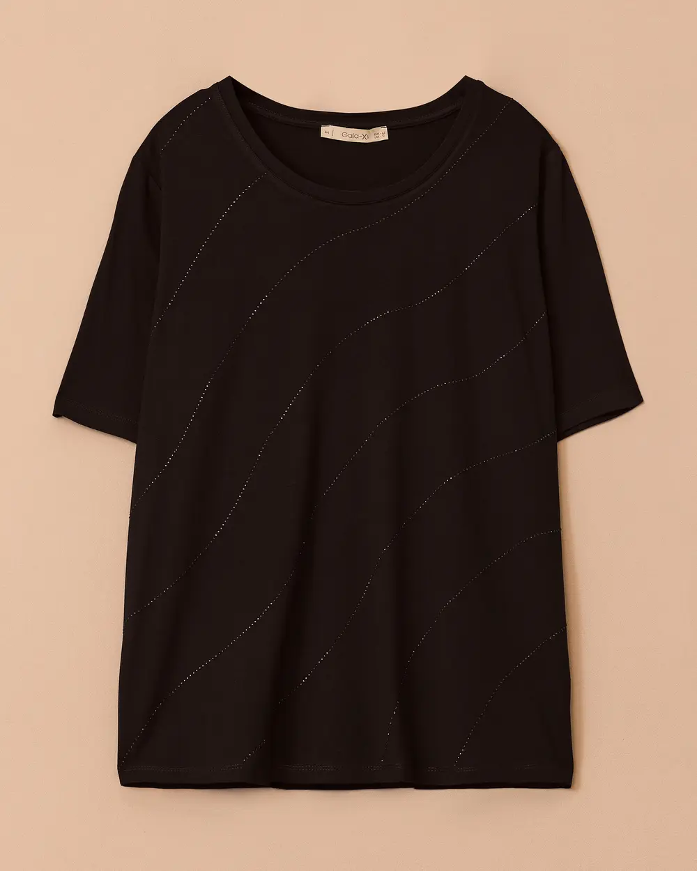 Büyük Beden Taş Geçişli Kısa Kollu Bluz