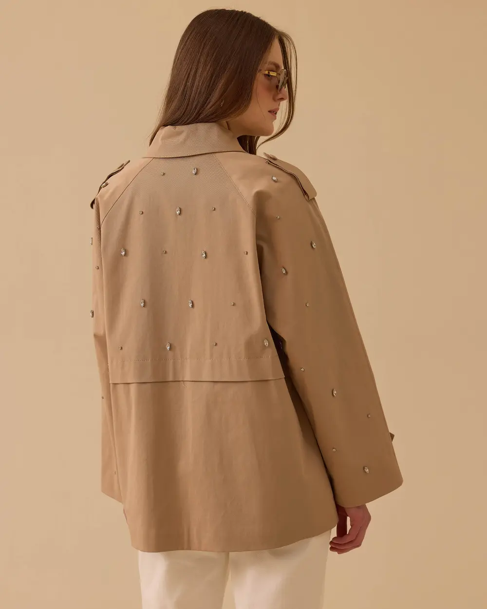 Oversized Trench Coat with Stones