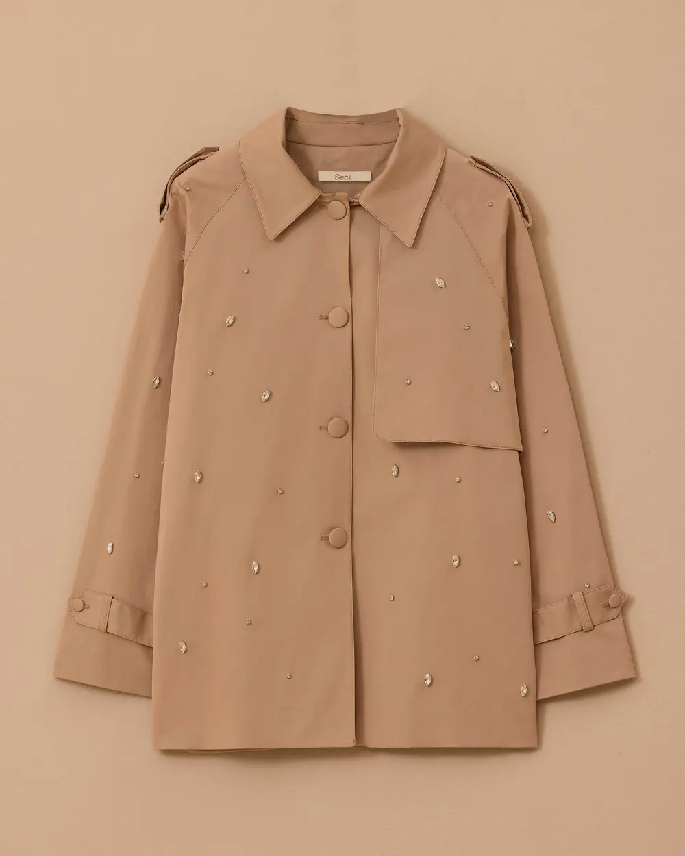 Oversized Trench Coat with Stones