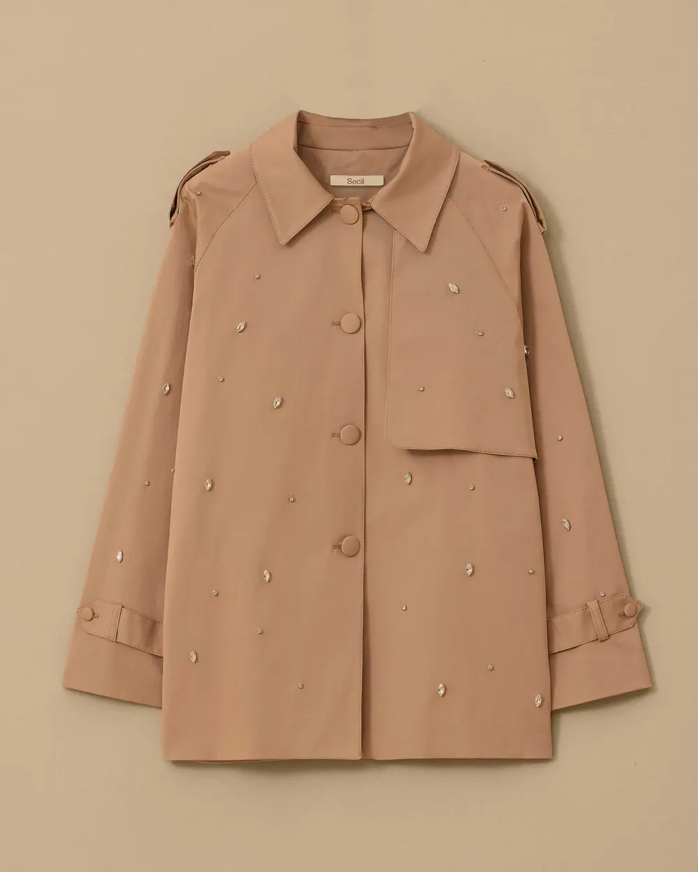Taşlı Oversize Trençkot
