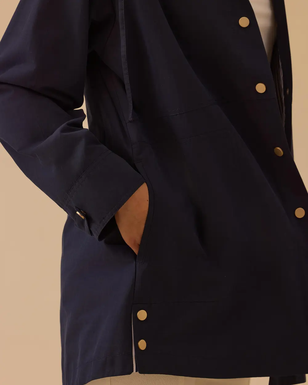 Kapüşonlu Çıtçıt Düğmeli Trençkot