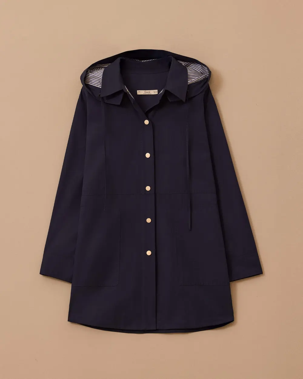 Kapüşonlu Çıtçıt Düğmeli Trençkot