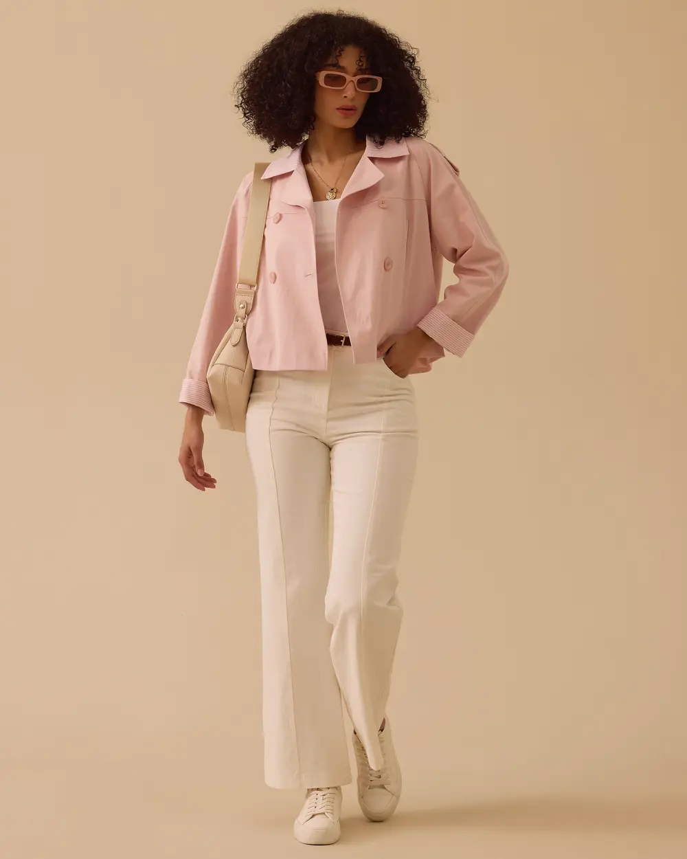 Oversize Çift Düğmeli Kısa Trençkot