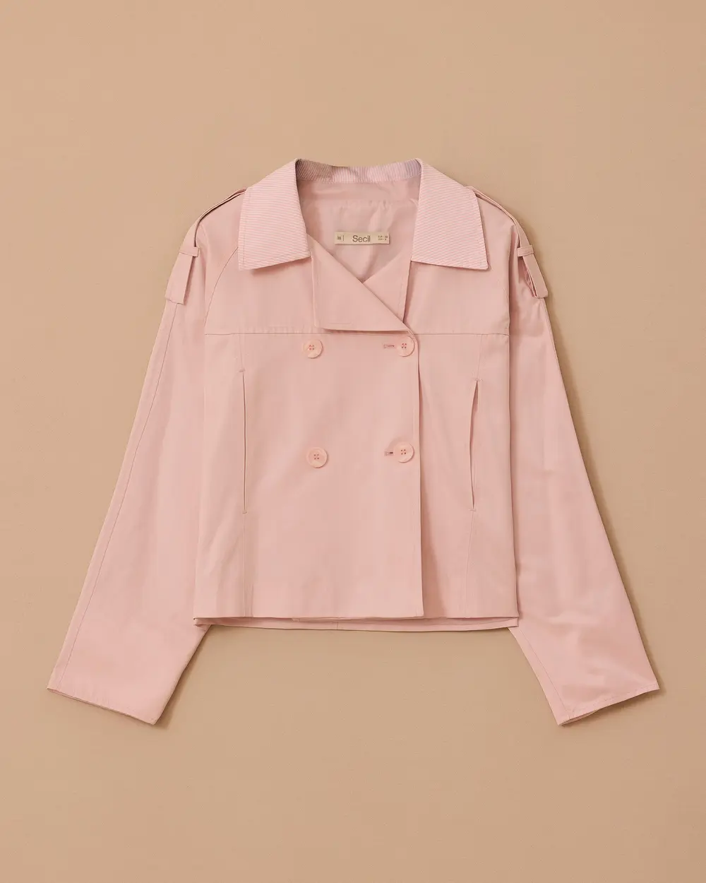 Oversize Çift Düğmeli Kısa Trençkot