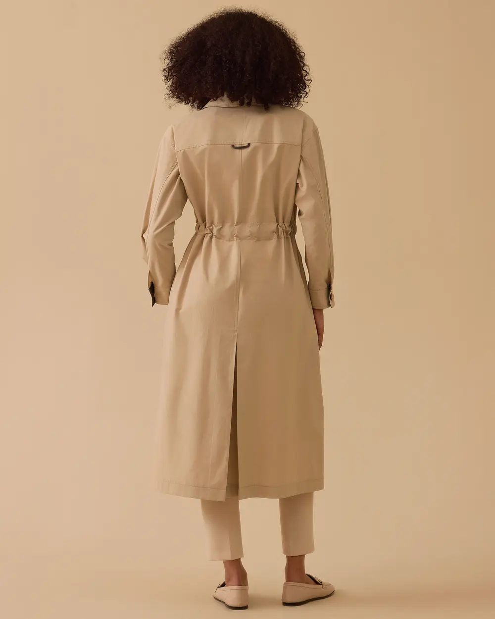 Kuşaklı Cep Detaylı Uzun Trençkot