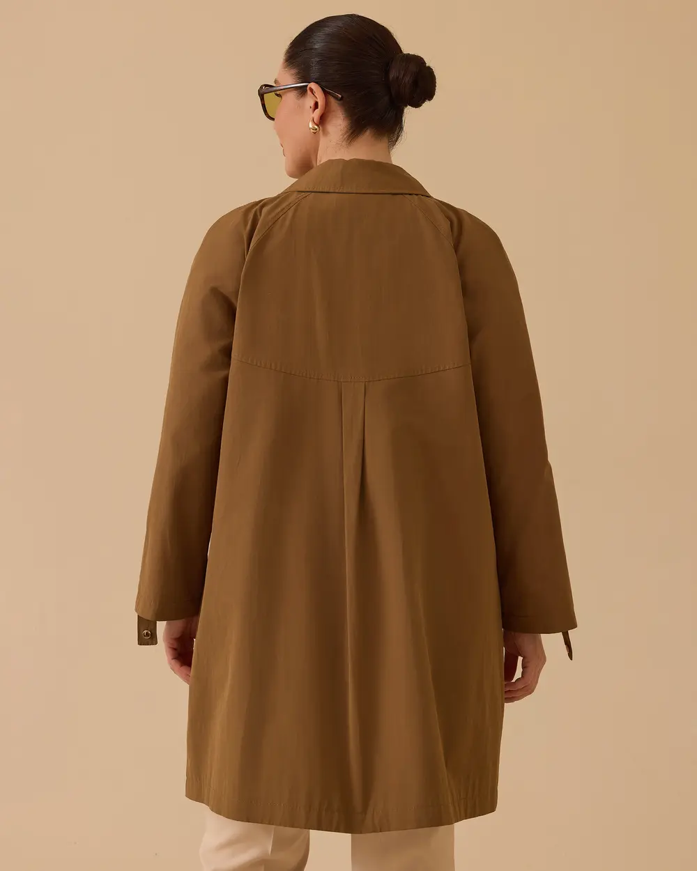 Büyük Beden Cepli Fermuarlı Trençkot