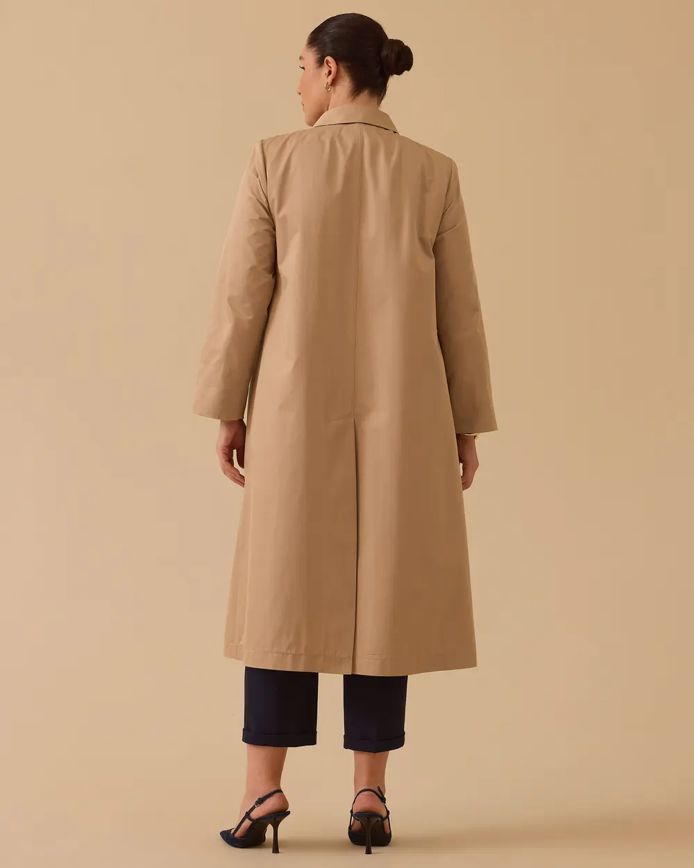 Büyük Beden Ekose Desen Detaylı Trençkot