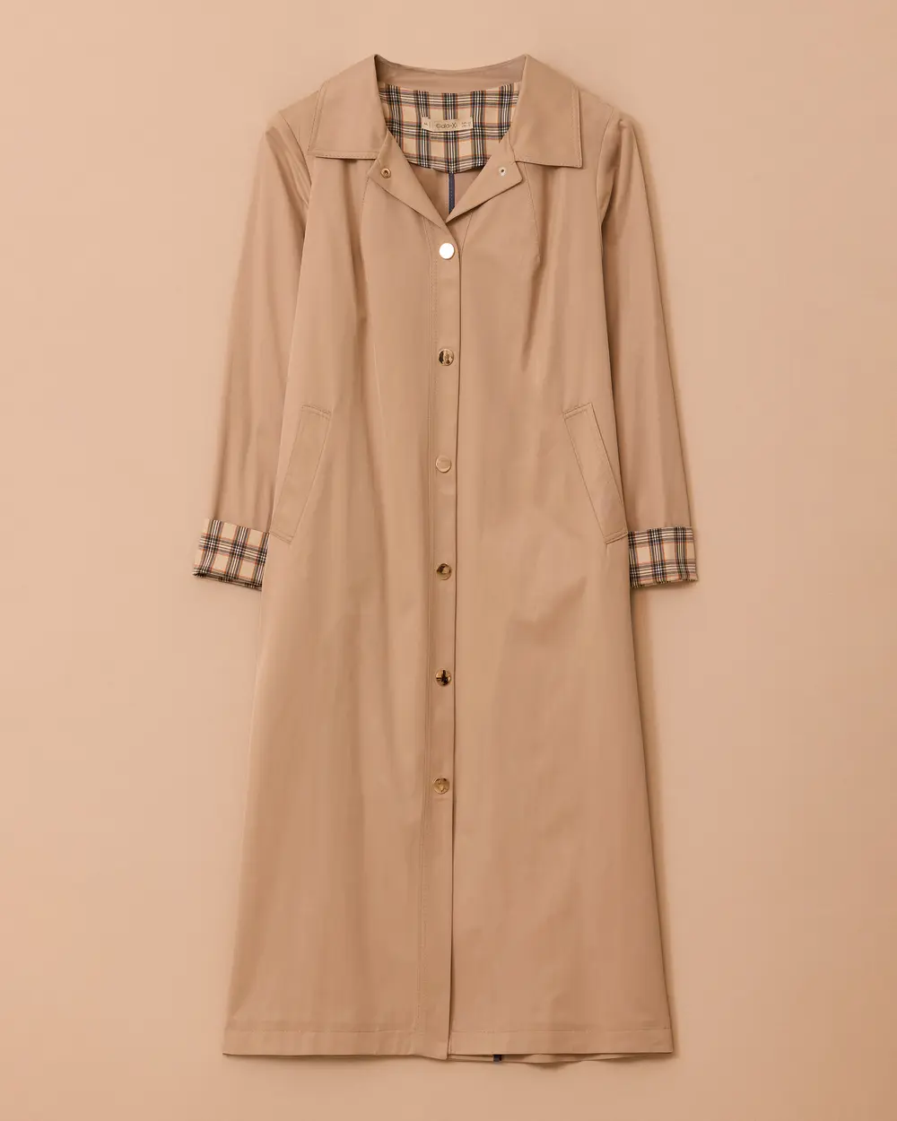 Büyük Beden Ekose Desen Detaylı Trençkot