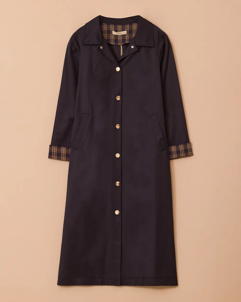 Büyük Beden Ekose Desen Detaylı Trençkot