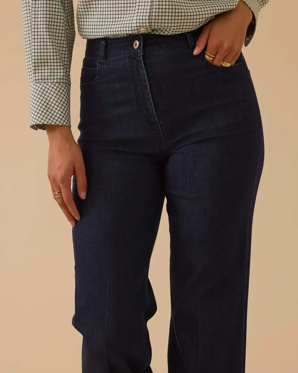 Yüksek Bel Boru Paça Denim Pantolon