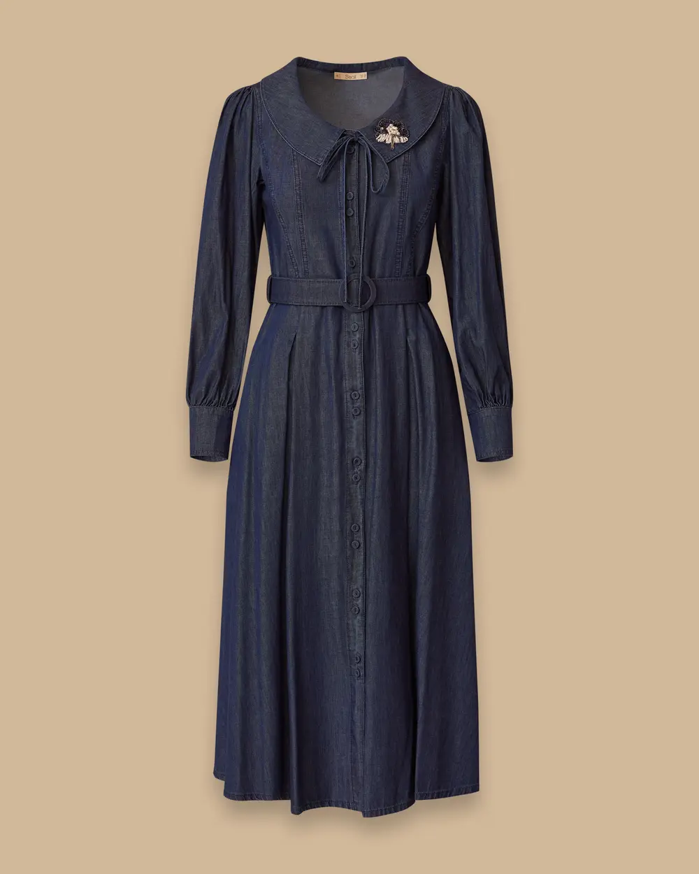 Accessorized Belted Jean Dress