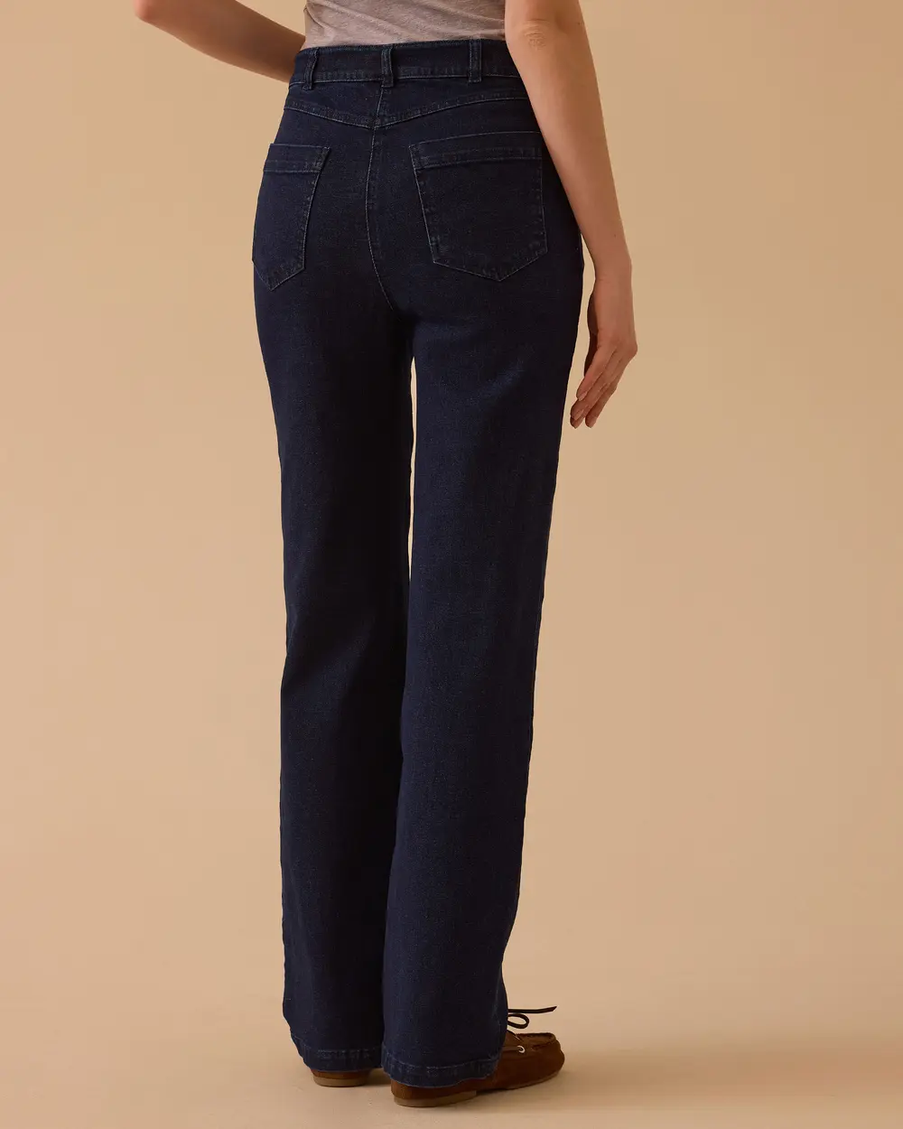 Yüksek Bel Düz Kesim Jean Pantolon