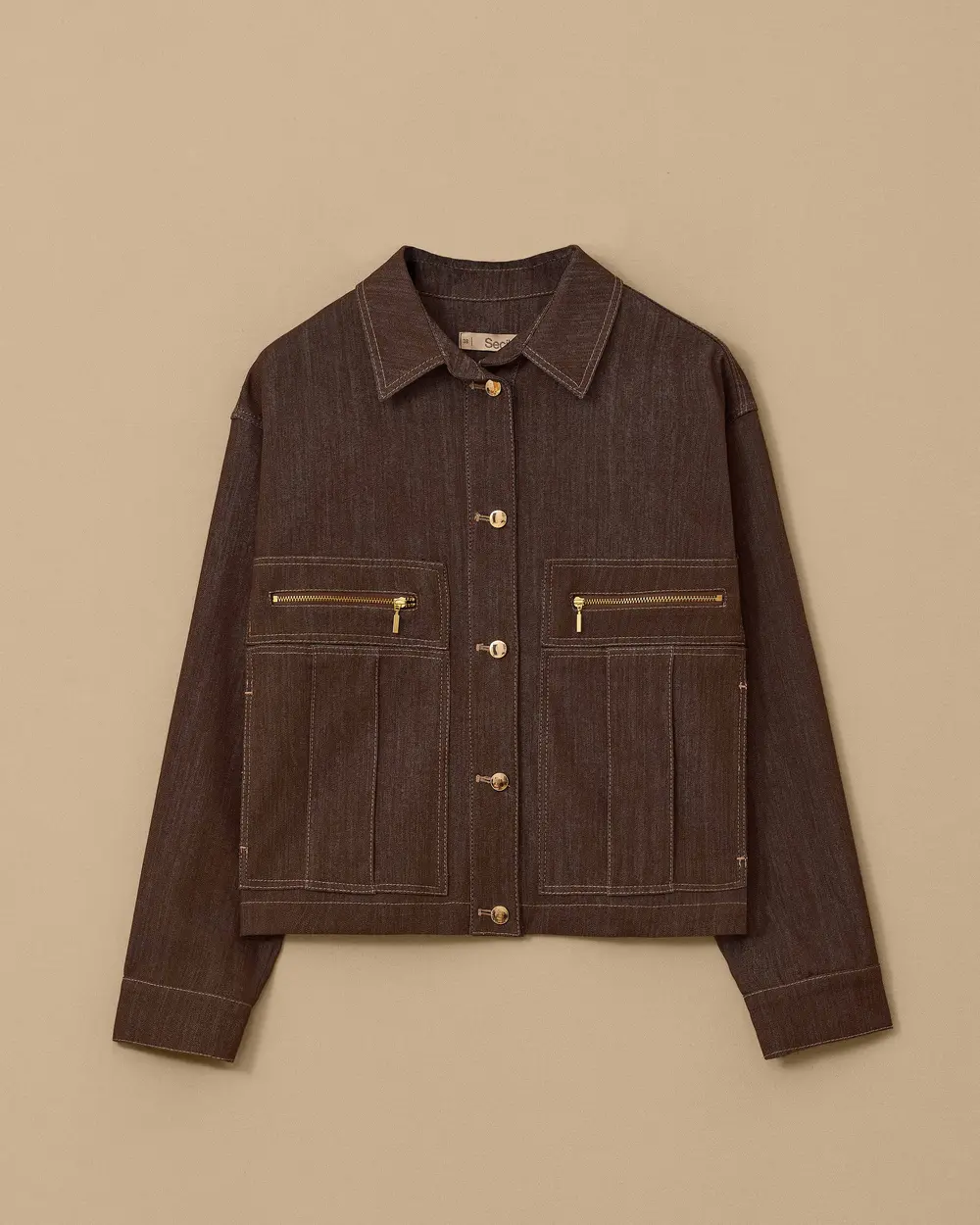 Waist Length Jean Jacket with Zipper Detail