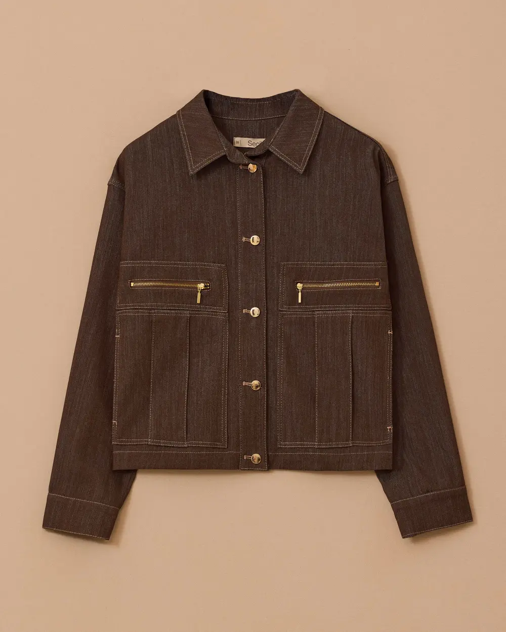 Waist Length Jean Jacket with Zipper Detail