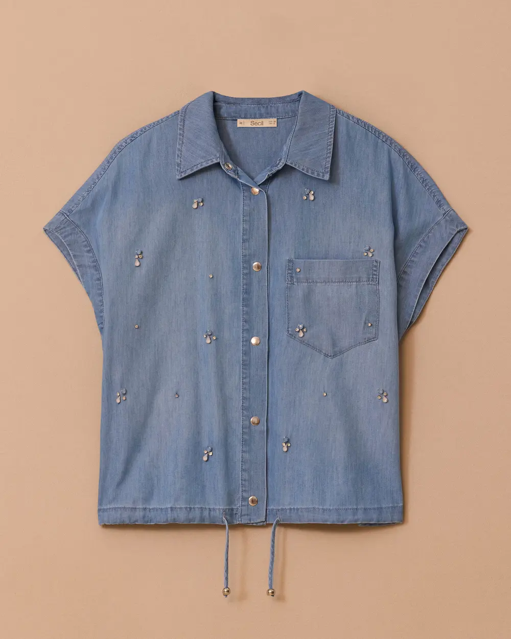 Jean Vest with Stone Detail