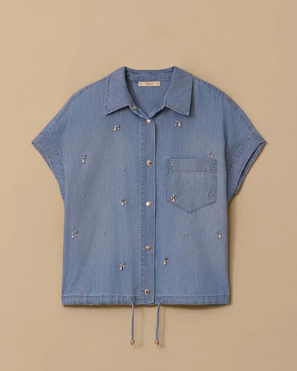 Jean Vest with Stone Detail