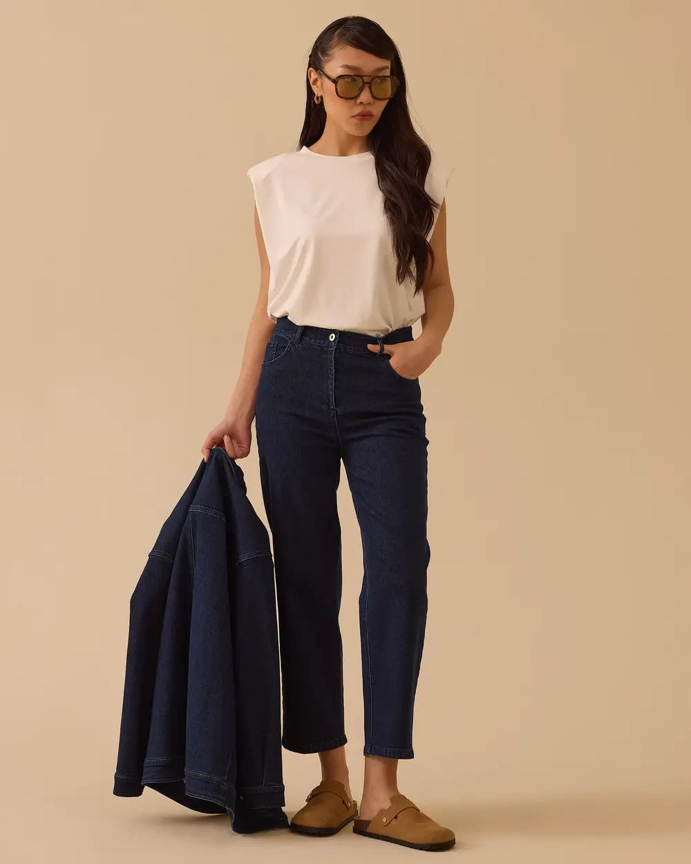 Yüksek Bel Bilek Boy Jean Pantolon