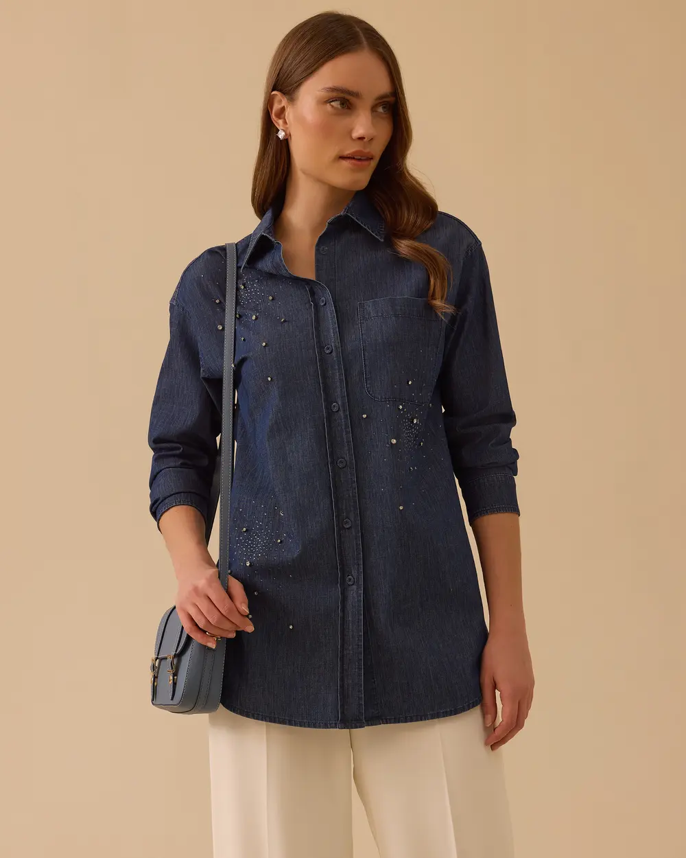 Taşlı Jean Gömlek