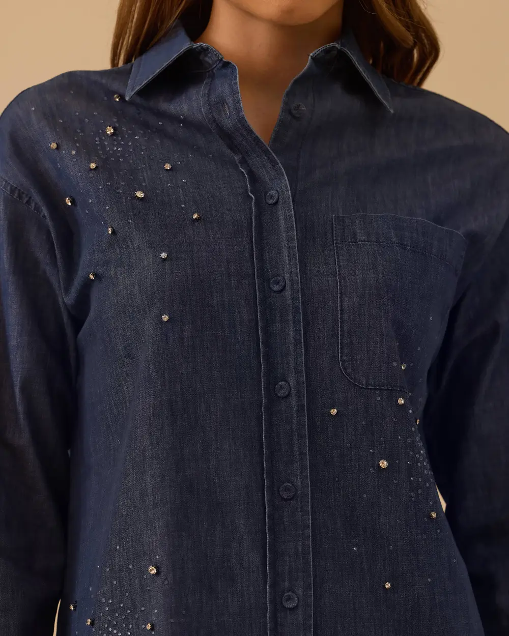 Taşlı Jean Gömlek