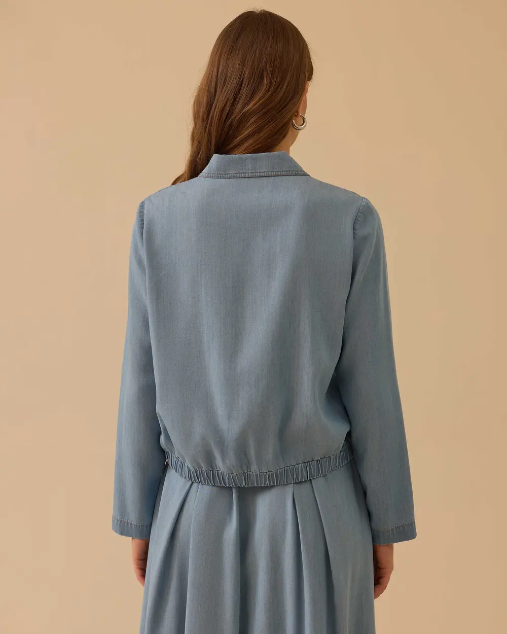 Nakış Detaylı Fermuarlı Denim Ceket