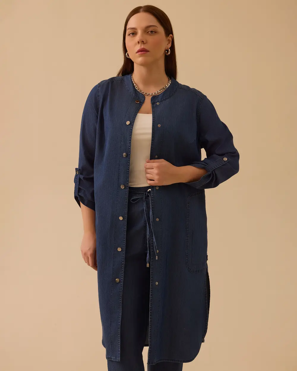 Büyük Beden Cepli Uzun Jean Kap