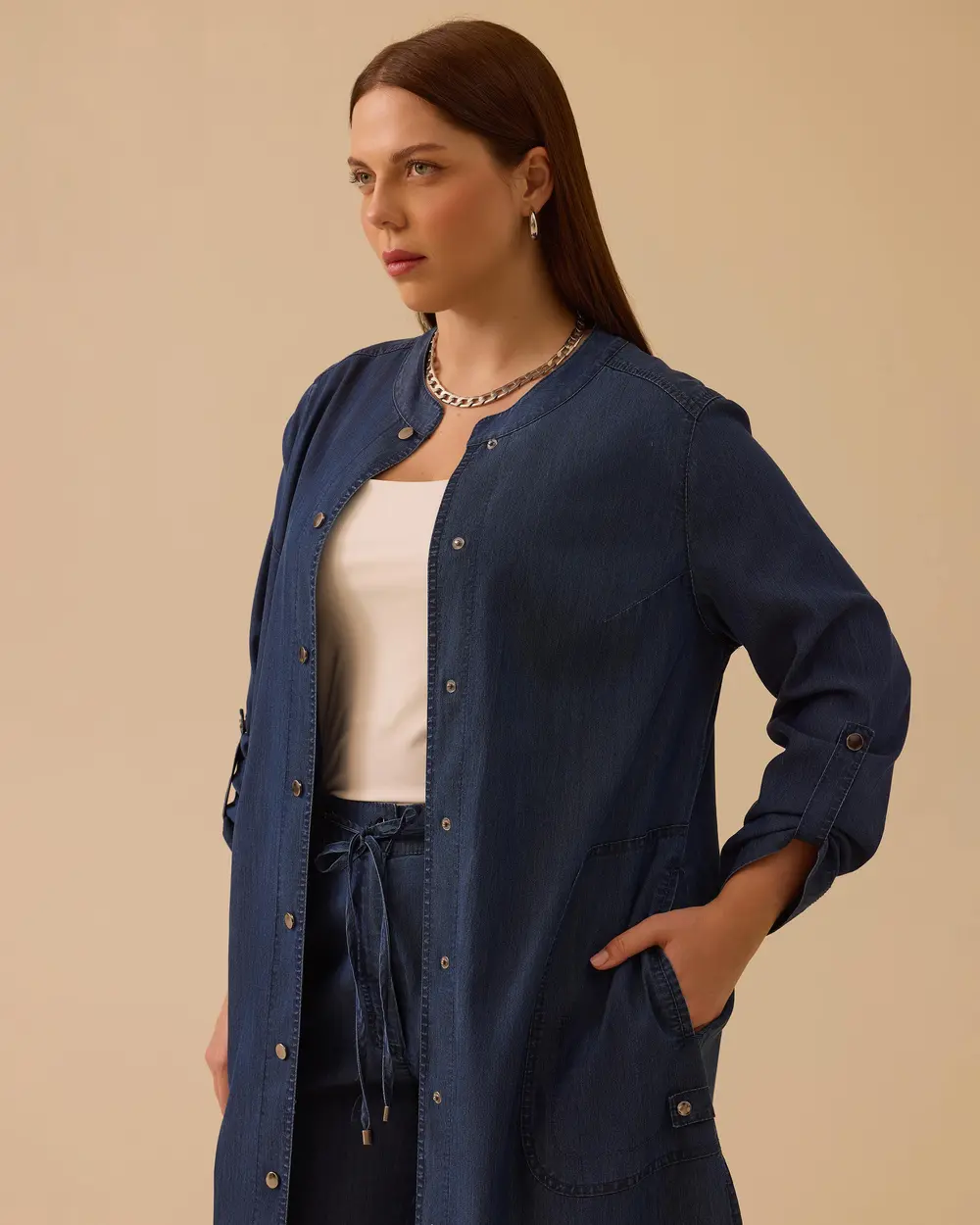 Büyük Beden Cepli Uzun Jean Kap