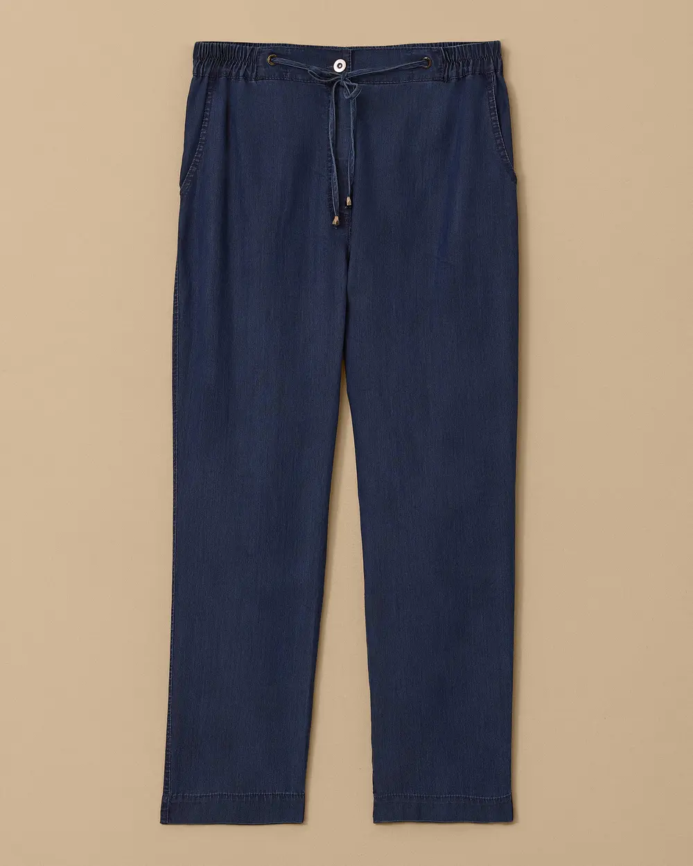 Plus Size Ankle Length Jean Pants with Waist Ties