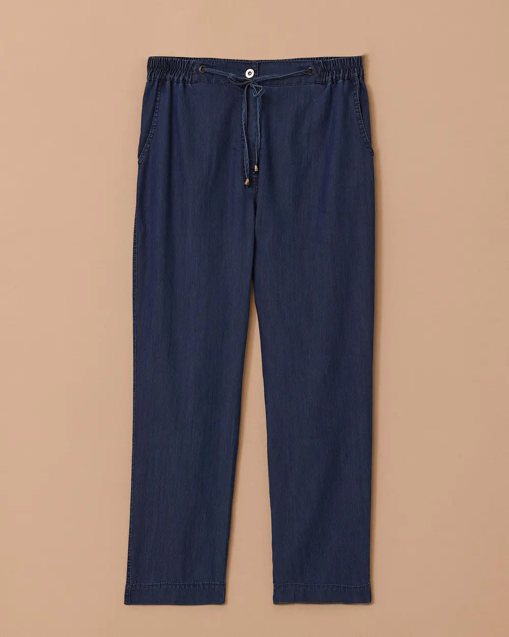 Büyük Beden Bel Bağcıklı Bilek Boy Jean Pantolon