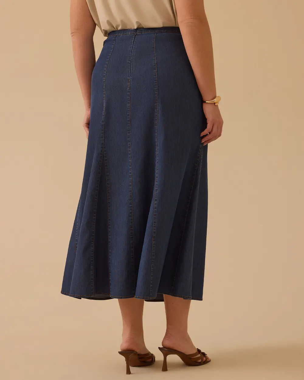 Büyük Beden Yarı Elastik Bel Jean Etek