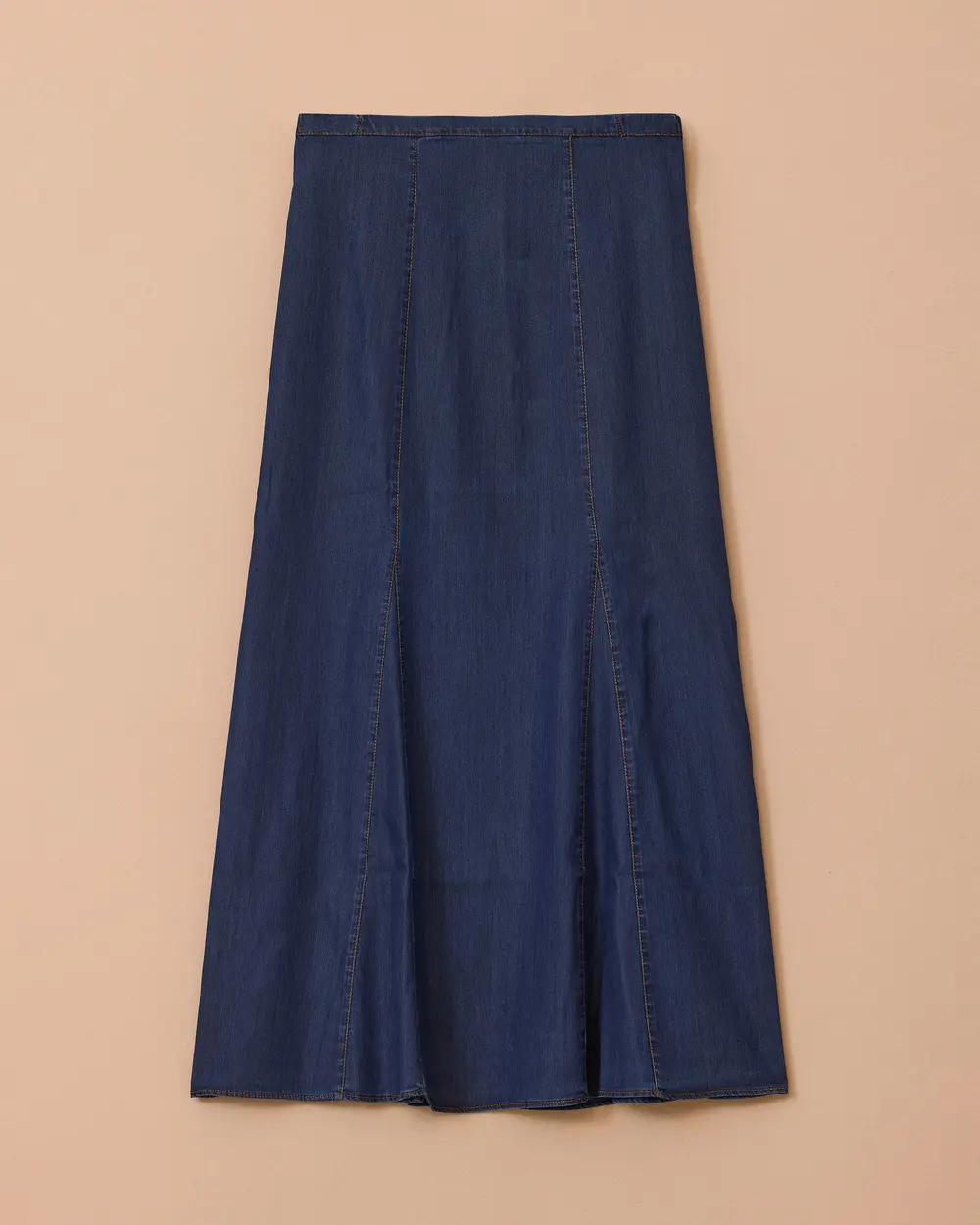 Plus Size Semi-Elastic Waist Jean Skirt