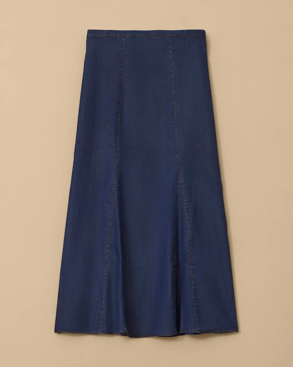 Plus Size Semi-Elastic Waist Jean Skirt